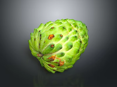 Fresh Green Sugar Apple Tropical Fruit With Textured Skin And Orange Spots 3d model