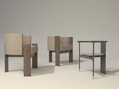 Modern Single Accent Chair With Wooden Frame And Beige Upholstered Design 3d model