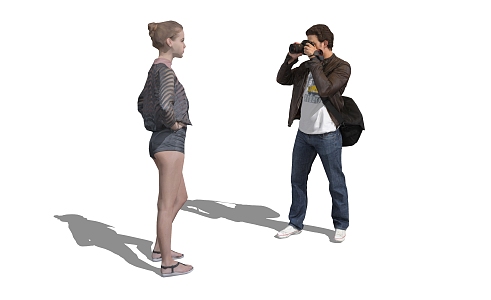 Modern double photo characters 3d model