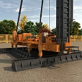 Heavy Duty Orange Black Hydraulic Pile Driver With Support Base Track System For Construction Site
