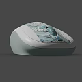 Stylish Artistic Computer Mouse With Blue White Wave Pattern On Sleek White Gray Body