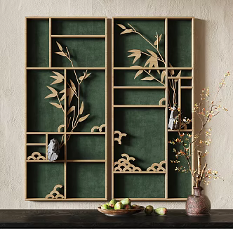 New Chinese Style Bamboo Three-dimensional Wall Decoration Bamboo Leaf Wall Decoration Three-dimensional Hanging Painting Hanging Decoration 3d model
