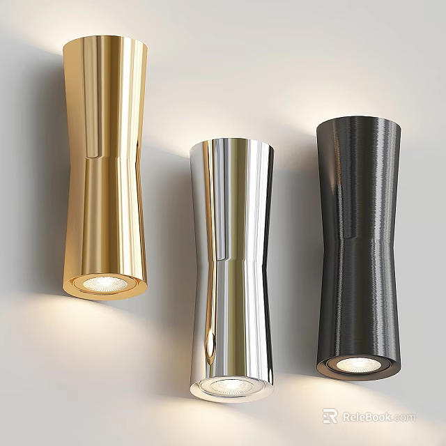 Modern Wall Mounted Lamps in Gold Silver Black Metallic Finish With Sleek Design 3d model 