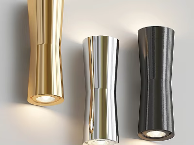 Modern Wall Mounted Lamps in Gold Silver Black Metallic Finish With Sleek Design 3d model