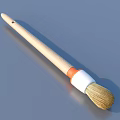 Household Cleaning Brush With Wooden Handle And Orange White Grip Natural Bristles