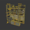 Industrial Machinery Structure With Multi layered Metal Frame And Storage Containers