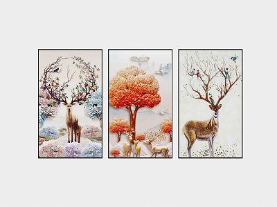 Modern Animal Painting Decorative Painting 3d model