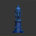 Ornate Blue Decorative Column with Classical Spire and Statues on Detailed Base 3d model