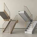 Modern Staircase Design With Glass Railings Metal Handrails And Marble Steps