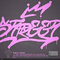 Pink Neon Graffiti Lighting Combination with Glowing Effect on Black Background 3d model
