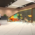 Pet Rest Area Photo Check-in Spot With Cartoon Decorations Palm Trees And Pet Interactions