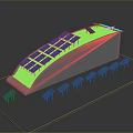 Modern Solar Panel Structure With Green Vegetation And Renewable Energy Design