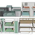 Modern Bunk Bed Design With Staircase Storage Cabinets And Double Decker Structure 3d model