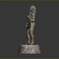 Detailed Man Statue With Long Hair Playing Guitar On Inscribed Base