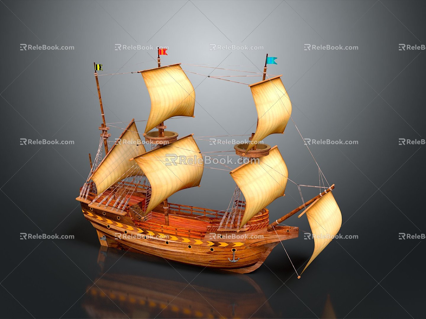 Modern Sailing Cartoon Sailing Small Sailing 3d model