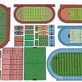 Soccer Field Various Design Layouts With Colored Surfaces And Different Shapes
