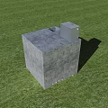 Concrete Observation Platform With Metal Railing On Green Grass Field