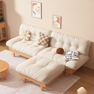 Modern Cloud Sofa Cream Solid Wood Cloud Sofa 3d model