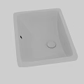 White Square Countertop Sink with Sleek Surface and Drain Hole Design