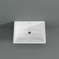 White Square Shaped Ceramic Washbasin With Drain Hole And Grill Design