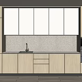 Modern Kitchen Interior With Light Wood Cabinets Stone Countertop Sink And Oven