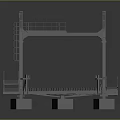 Detailed Architectural Steel Arch Bridge With Frame Structure And Deck Design