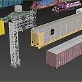 Modern train car vehicle lighting equipment facilities collection package 3d model