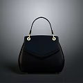 Fashionable Black Leather Handbag With Golden Hardware Top Handle For Daily Use