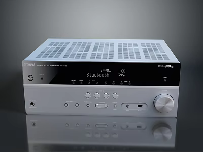 Silver AV Receiver With Bluetooth Connectivity And Control Knobs For Home Entertainment 3d model