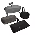Different Modern Washbasin Designs With Various Shapes Colors And Faucets 3d model