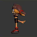 Cute Brown Cartoon Animal Character With Red And Black Outfit Spreading Arms