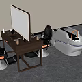 Professional Functional Salon Table With Mirror Hair Tools Styling Chairs And Storage