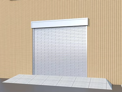 Modern Roller Shutter Exterior With Brick Wall And Stone Slab Floor 3d model