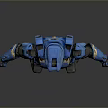 Blue Sci Fi Armored Warrior Character With Detailed Armor And Gold Accents