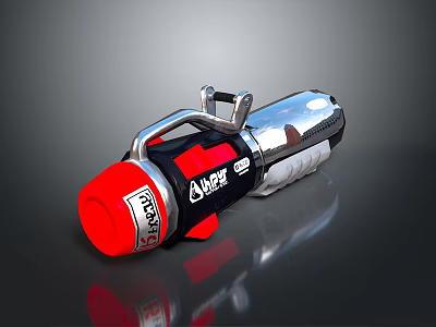 BEAR Military Weapon With Red Front Silver Body Black Grip And Support Structure 3d model