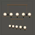Elegant Chandeliers With Golden Rods White Globe Shades And Black Decorative Balls