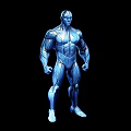 Sci Fi Blue Muscular Game And Movie Character With Mechanical Lines