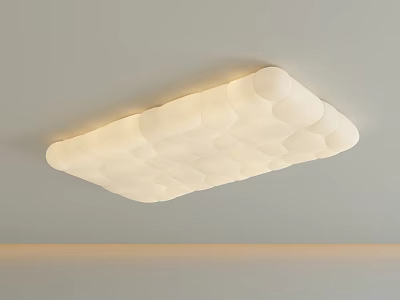 Modern Minimalist White Rectangular Ceiling Light with Bubble Textured Surface and Soft Lighting 3d model