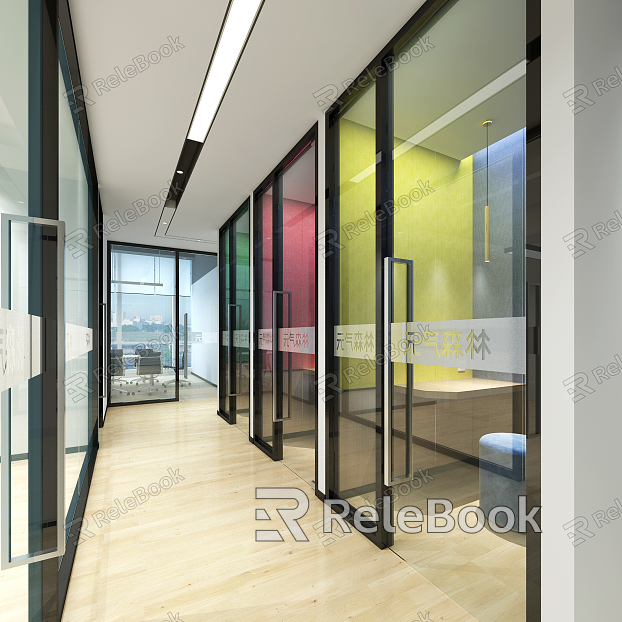 Modern aisle company office aisle glass partition model