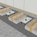 Modern Public Lounge Chairs With Coffee Tables And Plants In Indoor Space