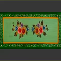 Green Cabinet With Colorful Floral Patterns And Decorative Exterior Design