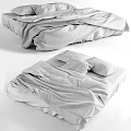 Cozy Double Bed With Soft Pink Gray Blankets And Yellow Decorative Pillow