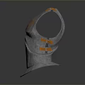 Vintage Medieval Armor Breastplate With Metallic Surface Golden Ornament And Orange Accents