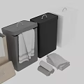 Beige And Black Storage Boxes With Gray Folded Rolled Laundry Towels 3d model