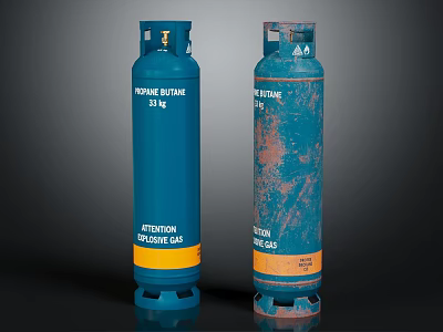 Commercial LPG Propane Gas Cylinders Two 20kg New And Rusted Equipment 3d model