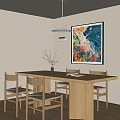 Modern Dining Table and Chair Rectangular Dining Table and Chair Four-person Dining Table and Chair Combination 3d model