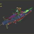 Gray And Red Warship Model With Turret Radar And Military Equipment Design