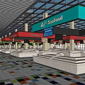 Supermarket Department Store Open Interior With Colorful Tiled Floor Shelves And Ceiling