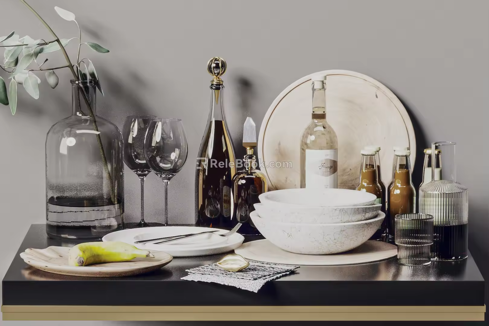 Modern Tableware Wine Tableware Combination 3d model
