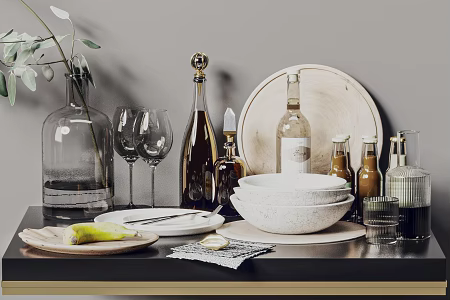 Modern Tableware Wine Tableware Combination 3d model